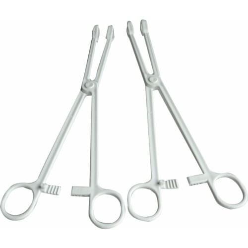 5 pcs/Pack Disposable Plastic Hemostatic Forceps Dental Tools White Scissors Curved Tip Dentistry Outdoor First Aid Device