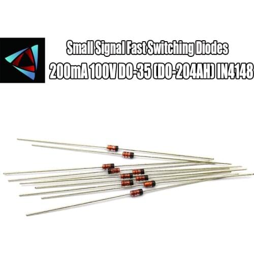 50 Pcs 1N4148 Small Signal Fast Switching Diodes Axial 200mA 100V DO-35 (DO-204AH) IN4148 1N IN 4148 50 Volt