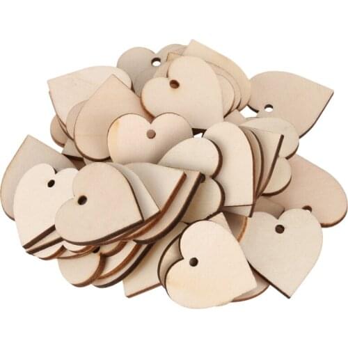 50pcs Hearts - Wooden Blank Craft Embellishment - Heart Decoration 30mm