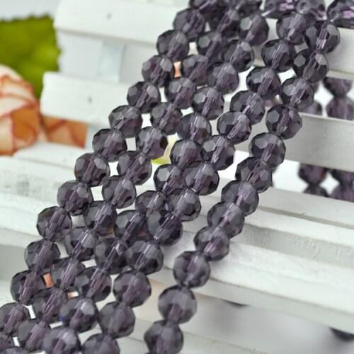 70pcs 8mm Voilet Color Round Ball Faceted Crystal Loose Spacer DIY Beads Crystal Glass Jewelry Beads DIY