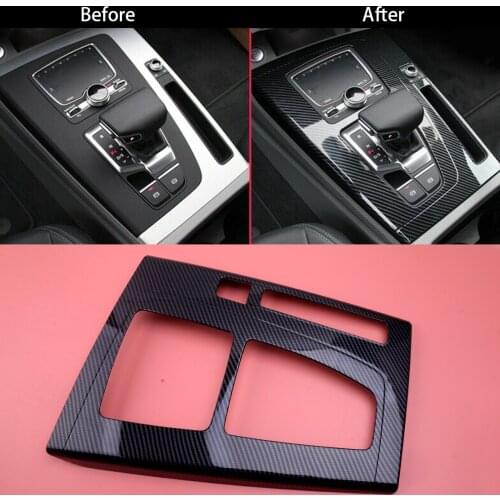 Car Black Carbon Fiber Style Interior Gear Shift Box Panel Cover Trim Frame Left Hand Drive Fit for Audi SQ5 Q5 PHEV 2020
