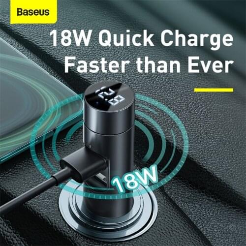 Baseus 18W Car Bluetooth Audio Receiver FM Transmitter USB Fast Charger Car Handsfree Adapter Aux MP3 Radio Player Quick charger