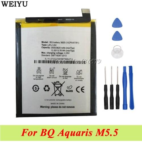 For BQ Aquaris M5.5 Battery 3620mAh Batterie Bateria High Quality+Tools