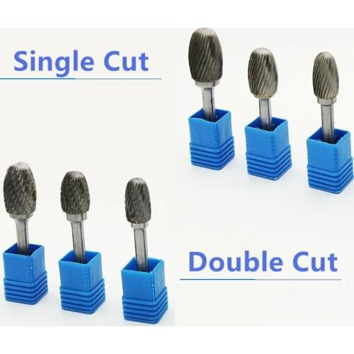 E Style Oval Shape Tungsten Carbide Burr File Cutting Rotary Tool Die Grinder Bit with 6mm Shank for Dremel tool