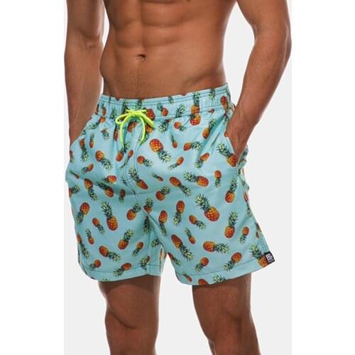ESCATCH Summer Pineapple Print Leisure Beach Board Shorts Man Mens Swimwear Swim Swim Trunk Sunga Men Swimming Boxer Surf Wear