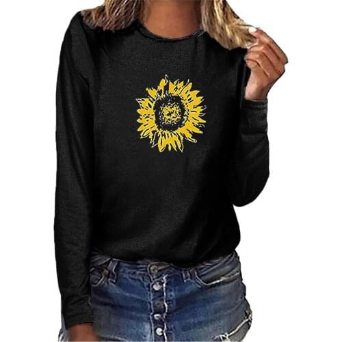 Oversized t-shirt Womens Printed Casual Loose Round Neck Long Sleeve T-shirt Tops футболка оверсайз camisetas de mujer