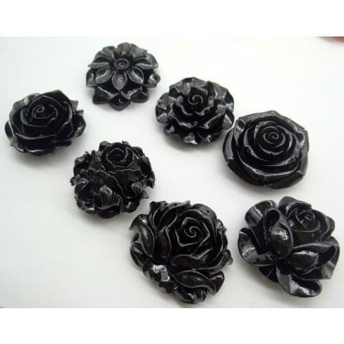 Chinese Organic Cinnabar natural Quartz crystal carve black flower charm Pendant for diy Jewelry making Necklace Accessories R5