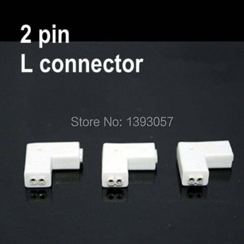 20pcs/lot L Strip Connector, 2pin 90 Degree L Shape RGB Strip Connector, For 5050 LED Strips Connecting, Free Shipping