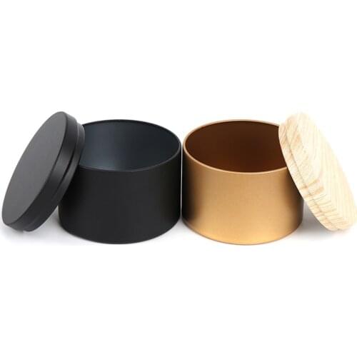 Candy Box Candle Making Tinplate Empty Storage Jars Wood Grain Lids Cosmetic Pot Tea Box Kitchen Storage Boxes