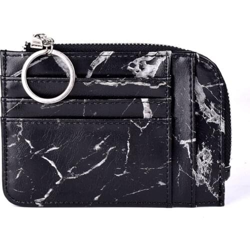 Pu Leather Coin Purse For Keychain Small Wallet Simple Marble Pattern Women Girls Business Credit Card Holder Pouch With Zipper