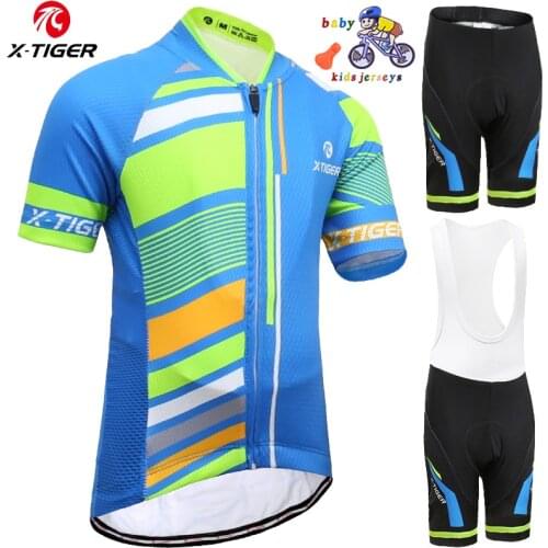 X-TIGER Children Pro Bicycle Short Sleeve Maillot Ciclismo Kid Cycling Jersey Bib Shorts Summer Breathable Cycling Clothing Sets