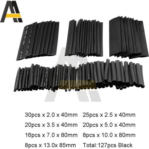 127 Pcs/lot Heat Shrink Sleeving Tube Assortment Kit Electrical Connection Electrical Wire Wrap Cable Waterproof Shrinkage 2:1