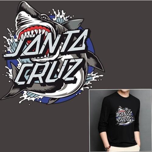 DIY summer white T-shirt heat transfer ironing sea animal shark pattern stickers For mens and womens clothes washable