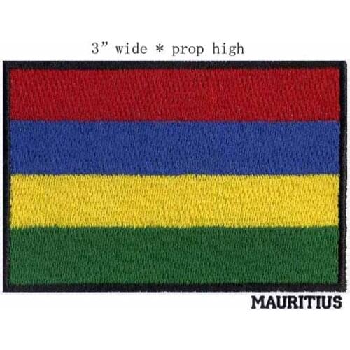3" wide Mauritius embroidery flag patch for Green yellow blue and red patch/lucky candy colors/band patches