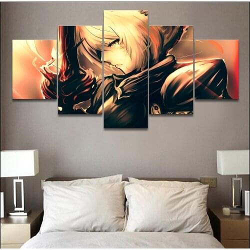 Wall Art Canvas Pictures HD Prints Poster Framework 5 Pieces Anime Fate Stay Night Sword Woman Paintings Home Decor Bedroom