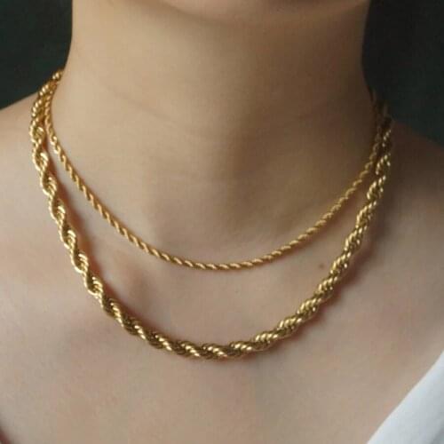 2021 New Trendy Gold Metal Twisted Chain Necklaces for Women Retro Punk Thick Chunky Choker Necklace Fashion Party Jewelry