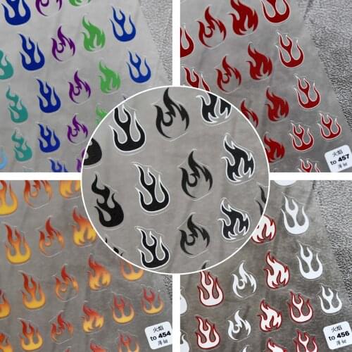1PC Flame Nail Stickers For Gel Polish 3D Holographic Engraved Nail Art Slider Fire Decorations Nail Decals DIY Design