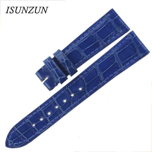 Customized 17mm Royal Blue Watchbands For Patek/Philippe Classic Crocodile/ Alligator Genuine Leather Watch Strap Without Buckle