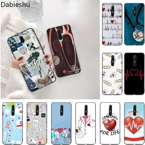 Nurse Medical Medicine Health Heart Silicone Black Phone Case For Oppo A5 A9 2020 A5S Reno2 z Renoace 3pro Realme5Pro