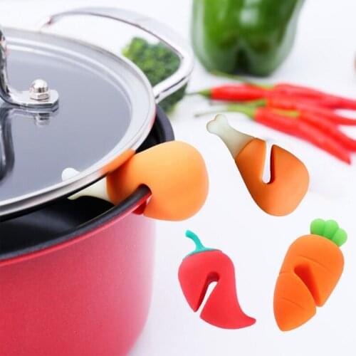 1Pc Silicone Carrot Design Spill-Proof Pot Lid Rack Overflow Stoppers Pot Cover Lifter For Kitchen Specialty Tool