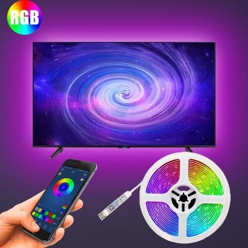 Bluetooth LED Strip Light RGB5050 Flexible Lamp 1M 2M 3M 4M 5M Tape Diode USB Cable DC5V Desk Screen TV Background Room Lighting