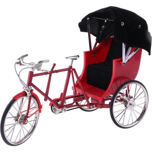 1/10 Scale Alloy Tricycle Rickshaws Bike Bicycle Model Miniature Doll House Accessories Decoration Children Toys Birthday Gift