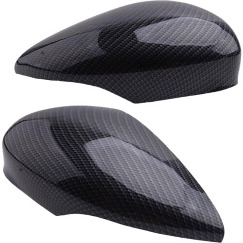 Carbon Fiber Texture Black ABS 1 Pair Car Side Rearview Door Wing Mirror Cover Cap Fit for Ford Fiesta MK7 2008-2017 2018 2019