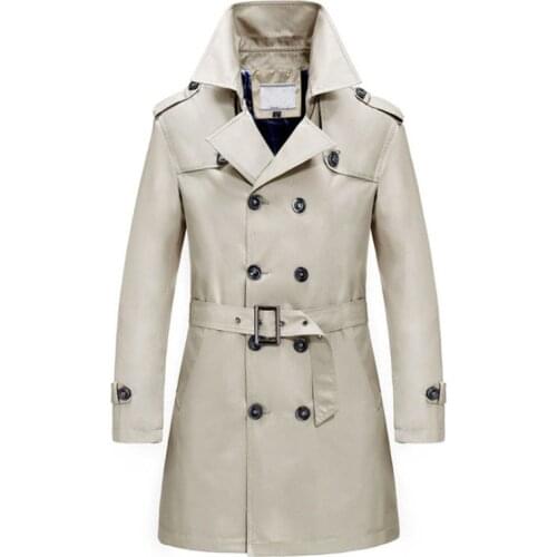 New windbreaker business mens thin anti-wrinkle spring autumn double-breasted Mens Long trench Coat Masculino Mens Clothing
