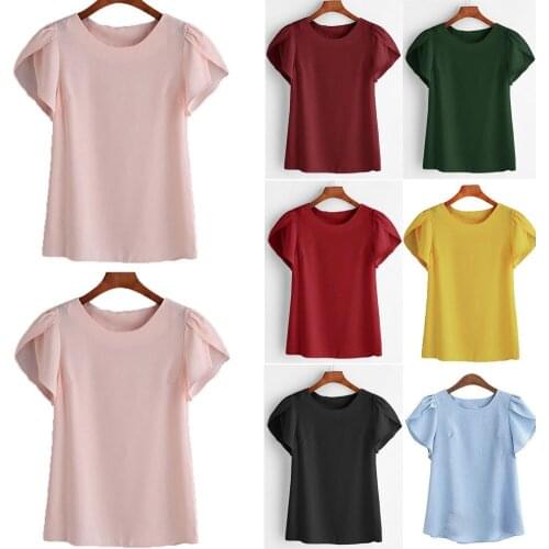 Hot Summer 2018 Short Sleeve Female Chiffon Tops Leisure Loose T Shirt Casual Tee Top 2XL Women