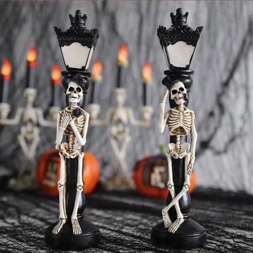 1/2pcs Halloween Decoration Skeleton Crow Candle Lamp Table Top Decoration Holiday Bar Party Props Decoration Light Home Decor