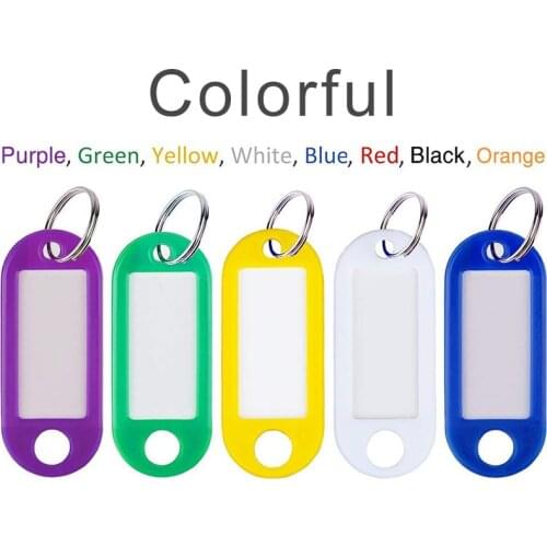 100Pcs Colorful Key Id Label Tags Split Ring Keyring Keychain, Random Assorted Colors