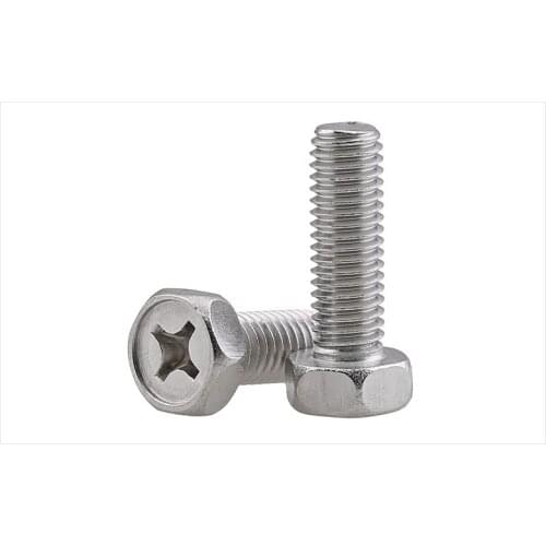 100PCS M3M4M5 304 stainless steel cross recess concave outside six corner bolts outside six angle screws
