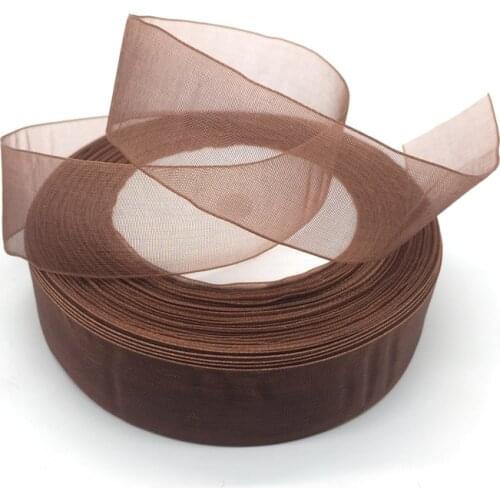 5 Yards 1" 25mm Ribbon Wedding Party Decoration Handmade Organza Ribbon Gift Wrapping Hair Bows DIY Christmas Ribbon #Brown