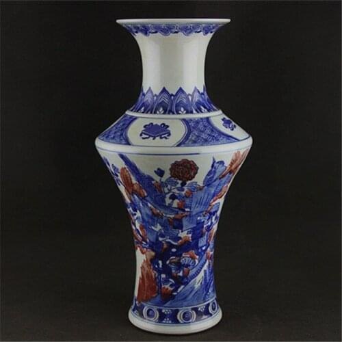 6 Antique QingDynasty porcelain vase,Blue and white red flower bottle,Hand-painted crafts,Decoration,Collection&Adornment