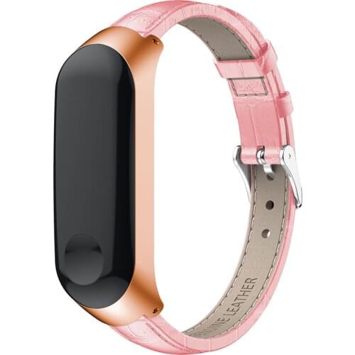 Accessories For Xiaomi Mi Band 4 Leather Strap For Xiaomi Mi Band 3 Smart Band Wristband Strap bracelet sport+Metal Case Cover