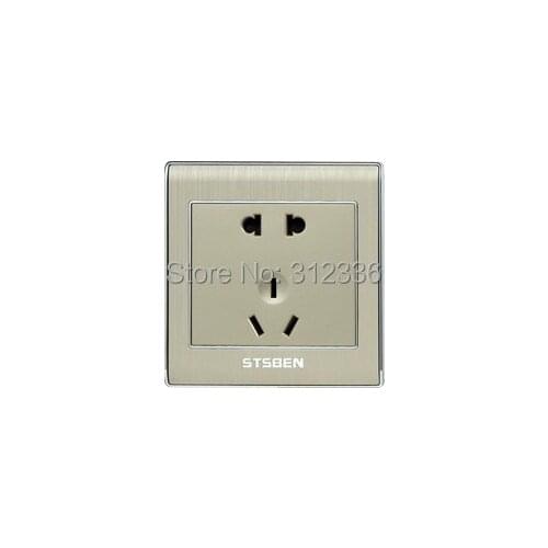 Free shipping international standard 5 Holes Socket Wall Outlet Power champagne color socket popular Aluminum drawbench