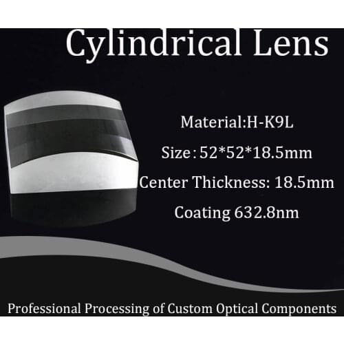 Large Size 52*52*18.5mm H-K9L Material Optical Glass Plano-convex Cylindrical Lens One-dimensional Magnification or Compression