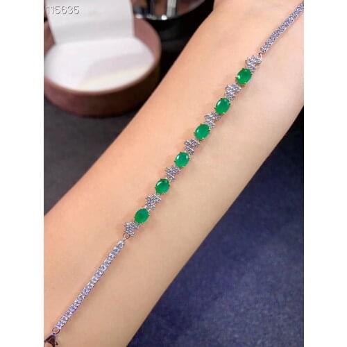 The best gift for engagement 925 sterling silver Fine jewelry Emerald Bracelet Natural And Real Emerald Bracelet