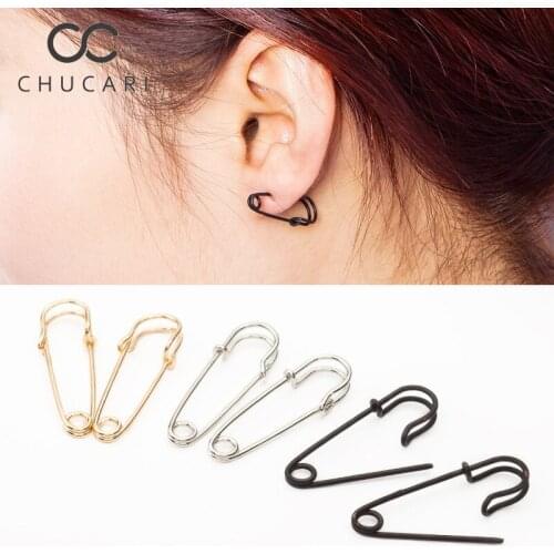 CHUCARI 2019 Hot Fashion Jewelry Simple Gold Silver Black Statement Hollow Pin Charm Double Stud Earrings Vintage Funny Earring
