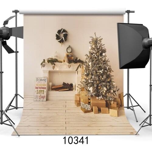 White Fireplace Christmas Tree Photography Backdrops Photo Backgrounds for Photo Studio Children Photo Shoot Custom Photophone