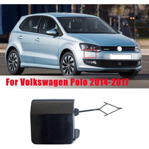 Car Front Bumper Tow Hook Trailer Cover for Volkswagen Polo 2014-2017 Black Tow Hook Hole Cap #6RD807241B