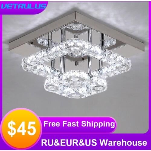 Square Crystal Led Ceiling Lamp Modern Ceiling Chandelier Indoor Lighting Aisle Corridor Surface Mounted Fixture Home Decoration