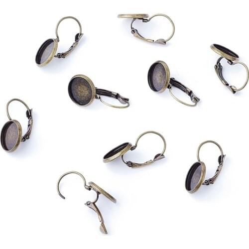 200PCS 25X14mm Brass Lever Back Hoop Earring Components,Lead Free,Cadmium Free and Nickel Free,Antique Bronze,12mm inner diamete