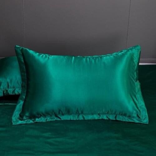 Emulation Silk Satin Pillowcase Solid Color Pillow Covers Luxury Pillow Case For Bed Throw Comfortable Good Sleep 2pcs 48x74cm