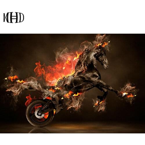 New DIY Diamond Painting Moto & Horse 3D Diamond Painting Fire Full Round Mosaic Diamond Cross Stitch Sewing Kit