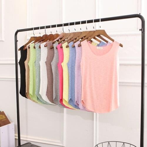 2021 Summer Womens New U Vest Korean Version Of Slub Cotton Loose Loose Elastic Wide Shoulder Strap