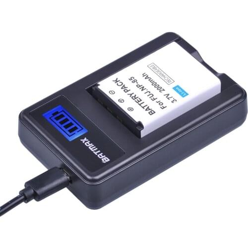 NP-85 2000mAh NP 85 Rechargeable Batteries + LCD USB Charger for Fujifilm NP-85, BC-85, BC-85A FinePix S1, FinePix SL2