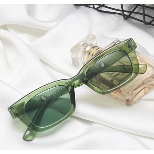 New Green Square Sunglasses Women Brand Designer Retro Points Sun Glasses Female Fashion Small Frame Cat Eye Oculos De Sol