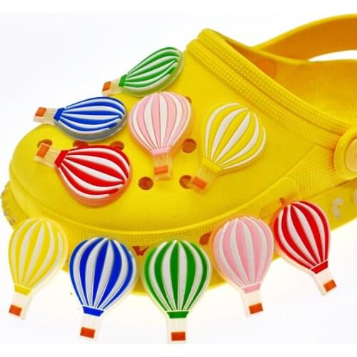 Original 10pcs Hot-air Balloon Shoe Croc Charms Colorful PVC Shoe Decoration Accessories JIBZ fit Kids Party Gifts