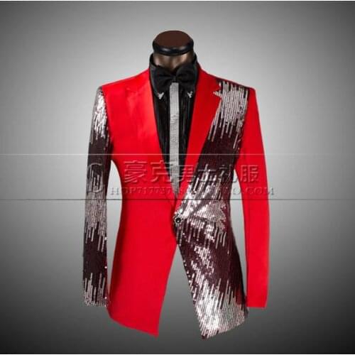 Red black blue 2020 arrival slim sequins men suit set with pants mens suits groom formal dress men wedding suit + pant + tie 4X